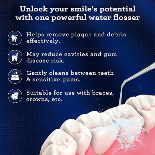 GuruNanda Advanced Dental Water Flosser 2.0 with Replacement Tips, Cordless & Portable, 300 ml Water Tank, 3 Modes, Rechargeable for Healthy Teeth and Gums 5