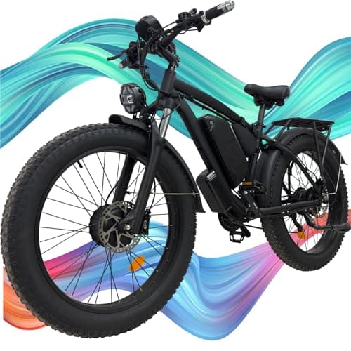 DOF DF-2 Electric Bike Fat Tire for Adults – Peak 3600W 3000W Dual Motor, 38MPH Max Speed, Long Range 26-80 Miles – Upgraded 26"x 4" Mountain Ebikes with 21-Speed, Hydraulic Disc Brakes, & LCD Display
