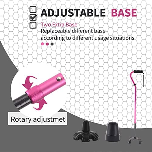LIXIANG Unisex Walking Canes, Foldable, Adjustable, 4-pronged Base, Foam Handles Heavy Duty Stable Walker for Seniors and Adults Canes for Men for Stability 7