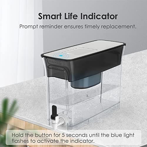 Waterdrop Slim Alkaline Water Filter Dispenser, Large 35-Cup, Up to PH 9.5, Healthy, Clean & Toxin-Free Mineralized Alkaline Water, 100-Gallon, BPA Free, Black (1 Filter Included) 5