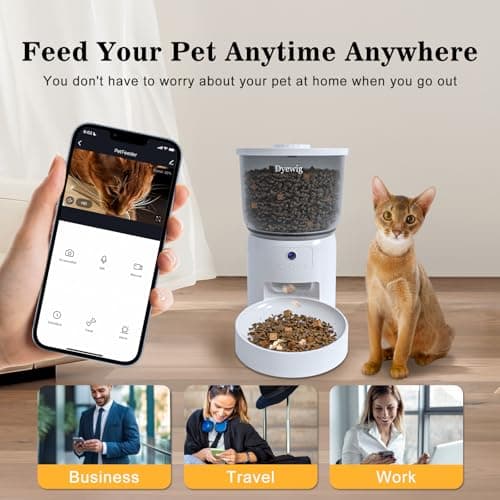 Automatic Cat Feeder with Camera, 3L Smart WiFi Pet Food Dispenser for Cats & Small Dogs, App Control, Voice Recorder, Dual Power, Customizable Feeding Schedules, Anti-Clogging Design 2