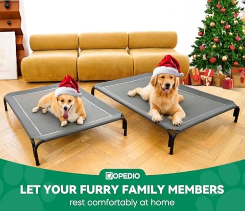 Elevated Dog Bed Raised Outdoor Dog Cot for Large Dogs, Installation Requires No Tools, Frame with Washable Cooling Breathable Mesh Anti-Slip Feet, Indoor Pet Bed, Grey, 43.3 Inches 6