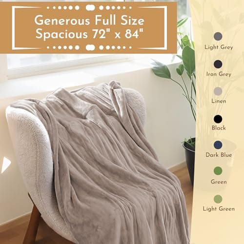 ONDAN Electric Heated Blanket 72"x84" Full Size Flannel Heated Blanket, Cozy & Warm for All Night, 4 Heat Settings & 10 Hours Auto Off, Machine Washable, Linen 5