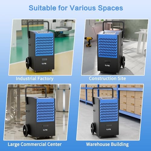 TOTTE 160 Pint Commercial Dehumidifier with Pump up to 8000Sq. Ft, 24H Timer, 20-90% Humidity Control, Dehumidifiers with drain hose, Auto Defrost, Auto Restart, for Basement, Industrial,Crawl Space 5