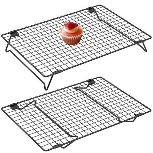 2 Pcs Cooling Racks for Cooking and Baking, 13.4x9.4inch Cookie Cooling Racks, Carbon Steel Wire Cooling Rack for Baking, Stackable Cooling Rack for Baking Cooking Cooling Roasting Making Jerky