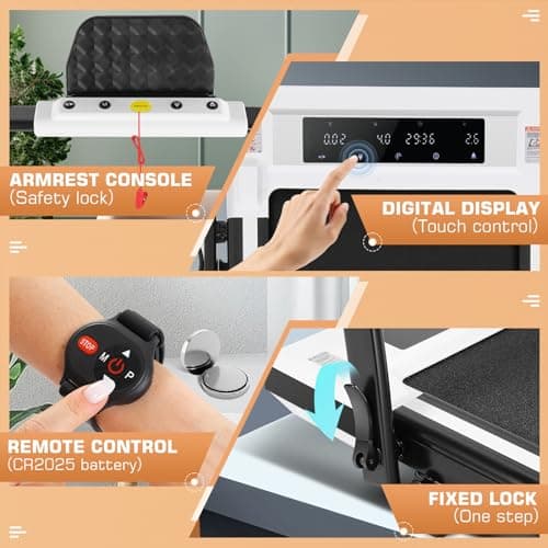 ANCHEER Treadmills with Incline, Under Desk Treadmill/2s Folding/Max Treadmill 300 lb Capacity-Walking Pad/Compact Electric Treadmill for Home/Gym/Office with LED Touch Screen/Remote Watch 5