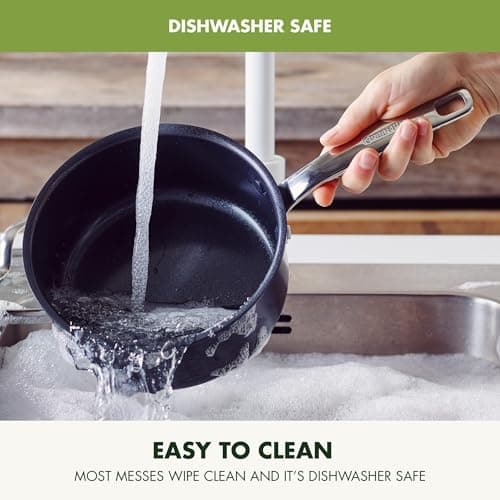 GreenPan Prime Chatham 1QT & 2QT Saucepan Pot Set with Glass Lids, Hard Anodized Diamond Infused Ceramic Nonstick, PFAS-Free, Dishwasher Safe, Oven Safe, Multipurpose Chefs Pan, Stay-Cool Handle,Black 8