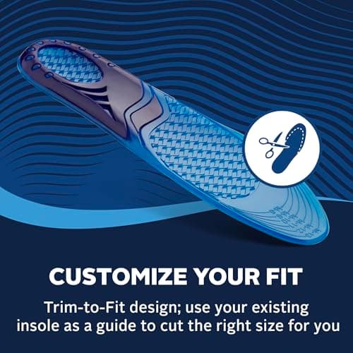 Airplus Massage Gel Insoles, Premium Gel Cushioning with Heel and Ball-of-Foot, Arch Support Insoles, Thin Profile, Trim-to-Fit, Full Length Comfort for Casual, Athletic, and Dress Shoes, Men's 8-14 6