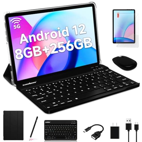 2024 Newest 2 In 1 Tablet,10.1 Inch Android 12 Tablet with Keyboard,256GB Storage 1TB Expand with Case Mouse Stylus,2.0GHz Octa Core,1280*800 HD Touch Screen,5MP Dual Camera,2.4/5G Wi-Fi,BT 5.0