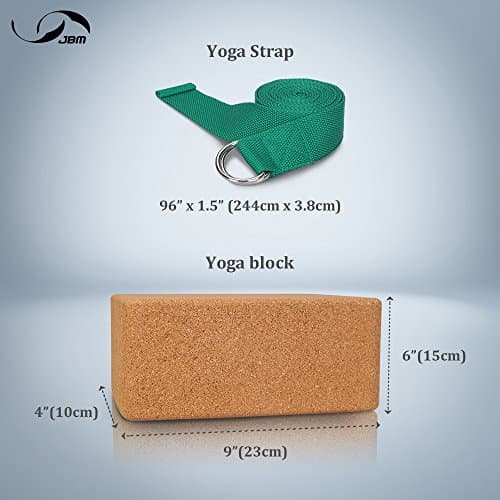 JBM Yoga Blocks 2 Pack with Strap, Cork Block 2 Pack EVA Foam Yoga Bricks Set,Stretch Blocks (Cork) 5