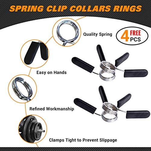 Balelinko 3-Tier 38'' Width Dumbbell Barbell Weight Rack, 1300 lbs Weight Capacity Storage Stand with Reinforced Tube for Home Gym, Bonus 4 Barbell Holders and 4 Pcs 1" Spring Lock Collars,Black 7