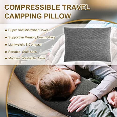 Ivellow Travel Pillow Compressible Camping Pillow for Sleeping Shredded Memory Foam Pillow Compact Firm Supportive for Adults Kids Outdoor Backpacking Hiking Essential Gear 2