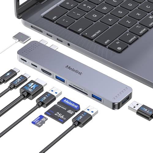 USB C Hub Adapter for MacBook Pro/Air M5 M4 M3 M2 M1 2025-2018 13" 15" 16", Mac Multiport Adapter, 8 in 2 MacBook Accessories Dongle with HDMI 4K, Thunderbolt 3, USB C&A Data Ports, SD TF Card Reader