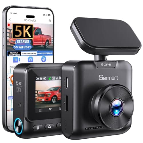 Sarmert C1 5K Dash Cam Front - Built-in GPS and 5G WiFi, Sony STARVIS Sensor, HDR Night Vision Car Camera, 5K/4K/2.5K UHD Dash Camera for Cars, Loop Recording, WDR, G-Sensor, 24H Parking Mode