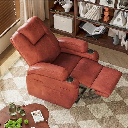Furmax Electric Power Lift Recliner Chair with Massage for Elderly Corduroy Fabric Recliner Single Sofa with Cup Holders, Side Pockets and Remote Control for Living Room Bedroom (Leathaire, Brown) 6