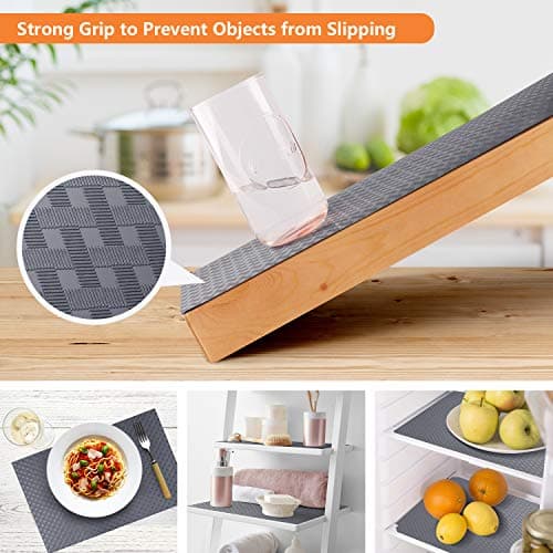 StaHom Shelf Liners for Kitchen Cabinets Refrigerator Liners Waterproof & Oil-Proof Kitchen Cupboard Liner Plastic Drawer Mats EVA Material Non Adhesive Fridge Liner for Shelves Gray 11.8 x 59 Inch 7