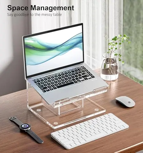 FUCDTEFC Acrylic Laptop Stand for Desk, Laptop Riser for 10-17.3 Inch Laptops, Ergonomic Computer Stand Holder Compatible with Macbooks and Notebooks 8
