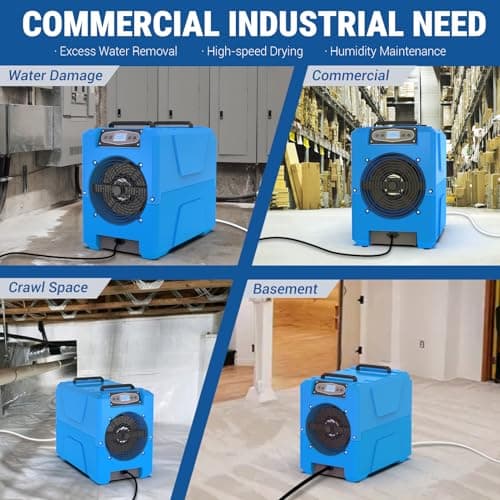 MOUNTO Commercial Dehumidifier, 150 Pint High-Capacity, Includes Pump Drain Hose for Water Damage Restoration, Ideal for Basements, Warehouses & Job Sites 6