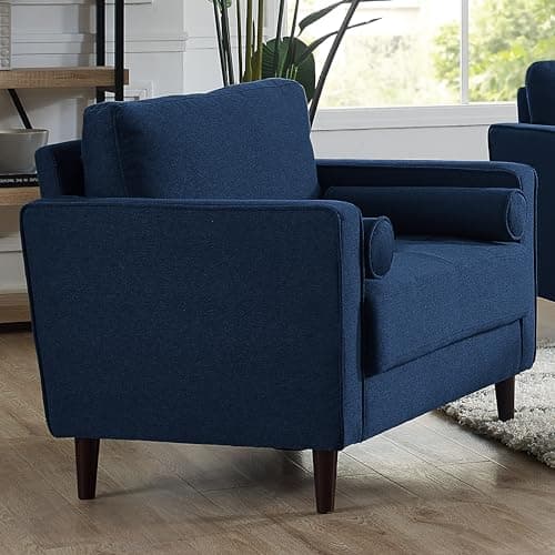 Studio Living® Lexington 39.4" Arm Chair, Mid-Century Modern, Pocket Coil Comfort, Easy Assembly, Woven Fabric, Navy Blue 8
