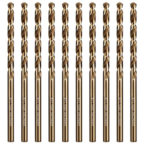 1/8 Inch HSS Twist Drill Bits 10Pcs, HPHOPE 1/8" Jobber Drill Bits Set, Straight Round Shank, Suitable for Drilling in Hard Metal, Stainless Steel, Cast Iron