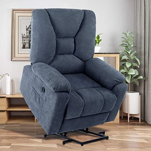 CDCASA Power Lift Recliner Chair with Massage and Heat for Elderly, Microfiber Fabric Electric Lift Recliner Chairs for Seniors Home Living Room, Side Pockets,USB Port,Remote Control, Midnight Blue