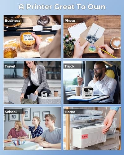 Phomemo M220 Label Maker, Bluetooth Thermal Label Maker Machine for Barcode, Address, Home, Mailing, Small Business,Clothing, Portable Wireless Printer with 1 Rolls Label, Purple 6