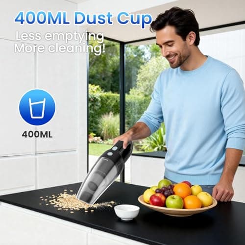 Loeeosu Handheld Vacuum Cordless Car Vacuum Cleaner 11000PA High Power Portable 1.4lbs Lightweight Rechargeable with 2 Filter Multi-Nozzles for Home Office Pet Hair Dust 6