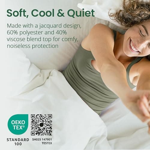 SafeRest Sleepure Waterproof Mattress Protector King Size - Viscose Derived from Bamboo - Fitted with Stretchable Pockets - Machine Washable Cotton King Mattress Cover for Bed 5