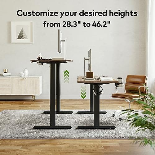 FAMISKY Electric Standing Desk, 63 x 24 Inches Height Adjustable Desk, Ergonomic Home Office Computer Workstation with Vertical Splice Board, Rustic Brown 5
