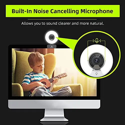 NexiGo N960E 1080P 60FPS Webcam with Light, Software Included, Fast AutoFocus, Built-in Privacy Cover, USB Web Camera, Dual Stereo Microphone, for Zoom Meeting Skype Teams Twitch (Renewed) 6