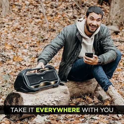 Altec Lansing ROCKBOX Wireless Bluetooth Speaker, Portable Waterproof Speaker with 20 Hour Playtime and 5 Illuminating LED Light Modes, Floating Wireless for Indoors and Outdoors 8