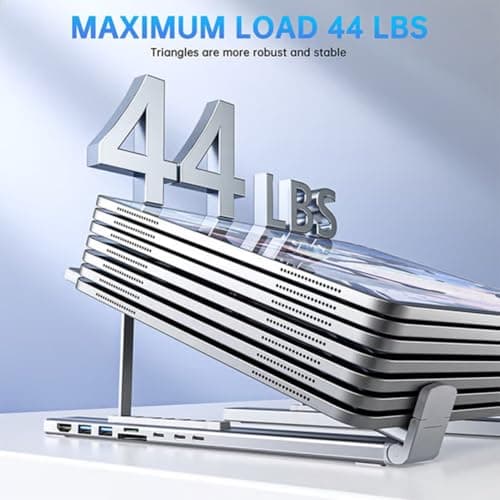 Civilizek 8-in-1 USB-C Laptop Stand with Docking Station,Pickelect 8-in-1 USB-C Hub Plug and Play Charging,Portable Gaming Laptop Stand Dock Station for MacBook/Air/Tablet(1 PC) 7
