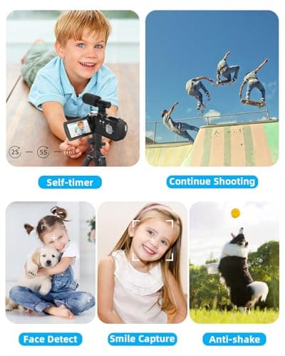 Rawiemy Video Camera Camcorder FHD 4K 36MP Vlogging Camera for YouTube Video Recorder 3.0" 270 Degree Rotation Screen Video Cameras for Filming with Microphone,32GB SD Card (Black) 7