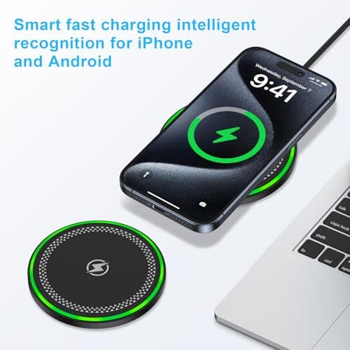 Samsung S25 Wireless Charger Fast Charging Pad Android Phone Wireless Charging Station for Samsung Galaxy S25 S24 Ultra S24+ S24 S23 S22 S21 S20 S10,iPhone 16 Pro Max Plus 15 14 with QC 3.0 Adapter 6