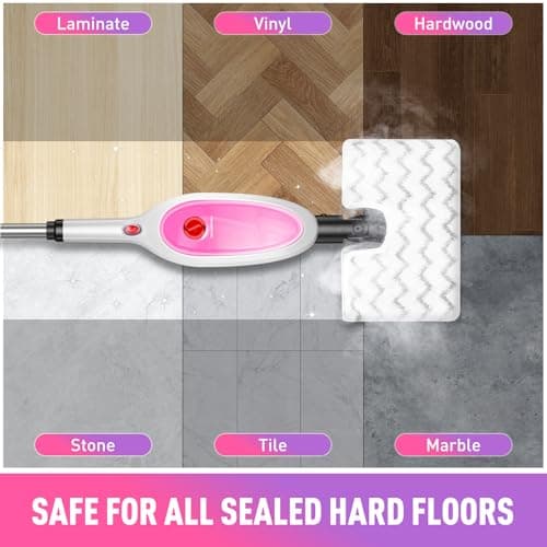 Steam Mop, Detachable Handheld Steam Cleaner with 10-in-1 Multipurpose Accessories, Two-sided Mop, Double Cleaning Area, Multi Surfaces Steamer for Wood Floor, Tile, Window, Clothes, Furniture & Grout 5
