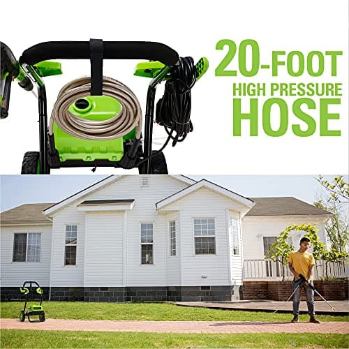Greenworks 2000 Max PSI @ 1.1 GPM (13 Amp) Electric Pressure Washer (Black Frame) PWMA Certified, Green 10