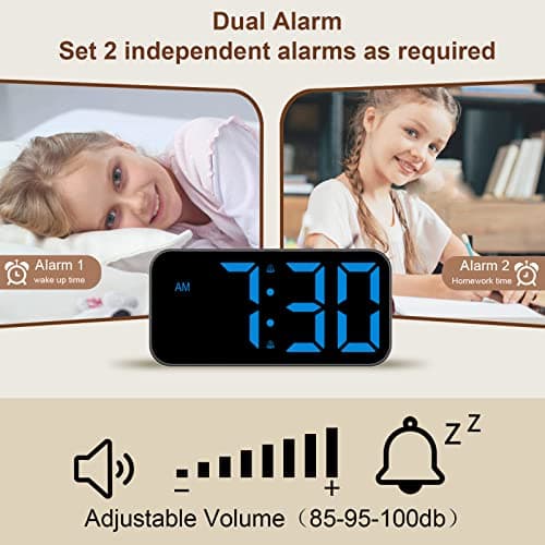 Topski Alarm Clocks for Heavy Sleepers, Vibrating Alarm Clock with Bed Shaker, Night Light, Large Display, Dimmable Loud Clock for Adults Hearing Impaired Deaf Seniors Teens (RGB) 7