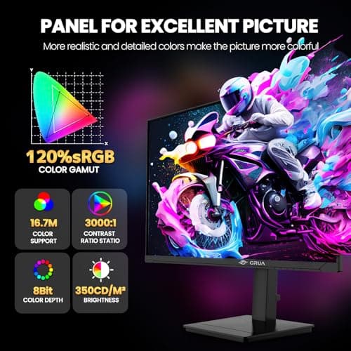 CRUA 27” Gaming Monitor, IPS UHD (3840x2160) Dual Mode (4K 144Hz or FHD 300Hz), 120% sRGB, Support Rotating/Vertical, AMD FreeSync, Built-in Speakers, HDMI 2.1 & DP 1.4, Wall Mount Install-Black 5