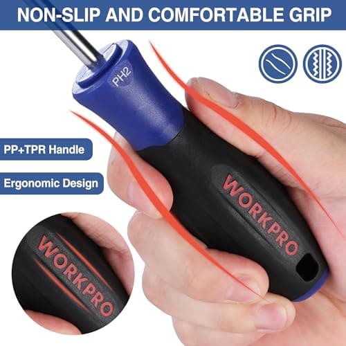 WORKPRO 10-Piece Magnetic Screwdriver Set with Pouch, Phillips, Slotted, Flat Head Screwdriver Include Magnetizer, Screwdriver with Non-Slip Grip, for Home Repair and DIY Projects 7