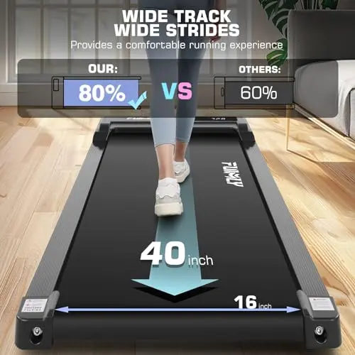 FUNMILY Walking Pad Treadmill with Incline, Portable Under Desk Treadmills for Home 300 lbs Weight Capacity, 2.5HP Quiet Electric Jogging Running Machine with Remote Control and LED Display 5