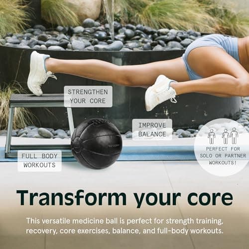 Retrospec Core Weighted Medicine Ball 4, 6, 8, 10, 12, 14, 16, 20, 25, 30 lbs, Soft Touch Vegan Leather with Sturdy Grip for Strength Training, Recovery, Balance Exercises and Other Full-Body Workouts 6