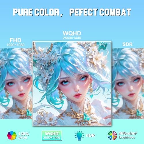 SANSUI Gaming Monitor 27" 1440P 200Hz 180Hz WQHD 2560×1440-AMD FreeSync 1ms DCI-P3 95% Fast IPS Computer Monitor,Height Adjustable Vertical/Horizontal Rotating, 2×DisplayPort/HDMI 丨HDR丨Low Motion Blur 6