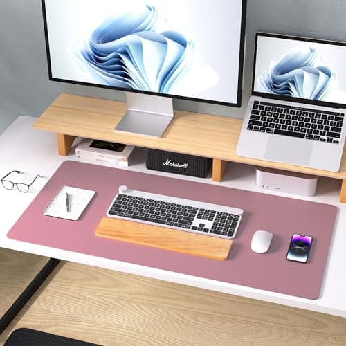 Aothia Leather Desk Pad Protector, Mouse Pad, Office Desk Mat,Non-Slip PU Leather Desk Blotter, Laptop Desk Pad, Waterproof Desk Writing Pad for Office and Home (Dark Pink, 23.6" x 13.7") 9