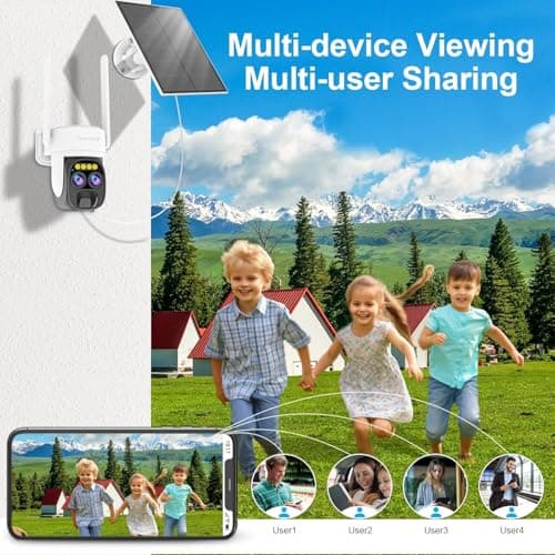 VSTARCAM Solar Camera Outdoor Wireless No Subscription, Dual Cameras, 2K UHD with 10× Zoom, 100% Wire-Free with Battery Powered, 360° Panoramic View, PIR Motion Detection, Siren, 2-Way Audio,IP66 7