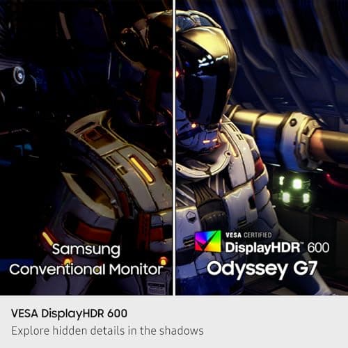 Samsung 40” Odyssey G7 (G75F) WUHD Resolution, 180Hz, Curved Gaming Monitor, 1ms Response Time (GtG), VESA DisplayHDR™ 600, AMD FreeSync™ Premium Pro, LS40FG75DENXZA, 2025 7