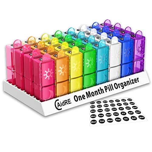 Monthly Pill Organizer, CAidRE 30 Day Pill Organizer 2 Times a Day, One Month Pill Box Organizer AM PM, Weekly Pill Holder for Fish Oil, Vitamins, Supplements