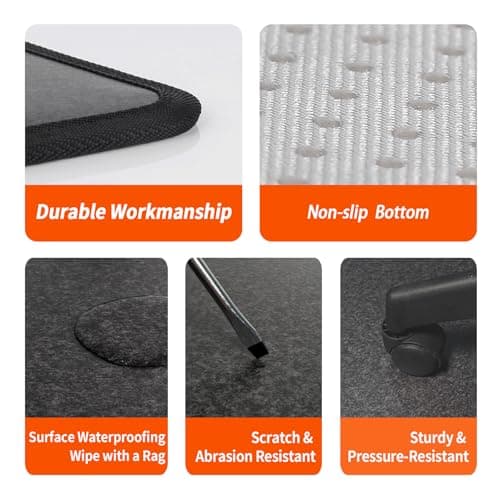 Hodeamy Heated Floor Mat Under Desk for Foot Warmer - Wider 110V Adjustable Temperature Electric Space Heaters Heating Pad - Carbon Crystal & Energy Saving Feet Warmers for Office,Home (Black Gray) 5