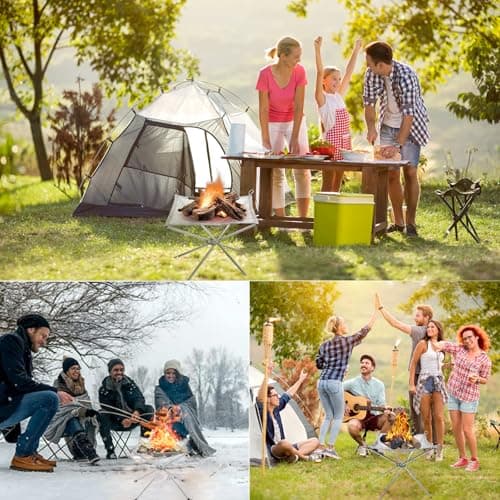 22 inch Portable Outdoor Fire Pit for Camping Upgrade Foldable Stainless Steel Mesh Fire Pits for Outside Wood Burning Collapsible Fireplace for Patio,Camping,Bonfire,Backyard,Garden,BBQ 8