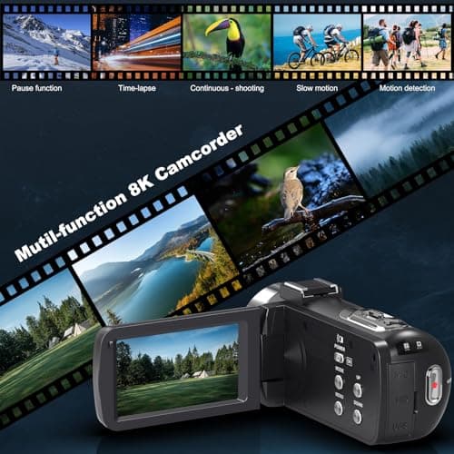 8K 64MP Video Camera 18X Digital Camcorder Video Camera for YouTube 3.0 inch Flip Screen Camcorder Vlogging Camera with 32GB SD Card, 2.4G Remote Control, Two Batteries and External Mic1 6