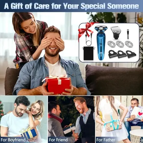 Electric Razor for Men, Mens Shaver for Wet Dry Beard/Sideburns/, Cordless Electric Shavers for Men Floating Head Replaceable Blades 7